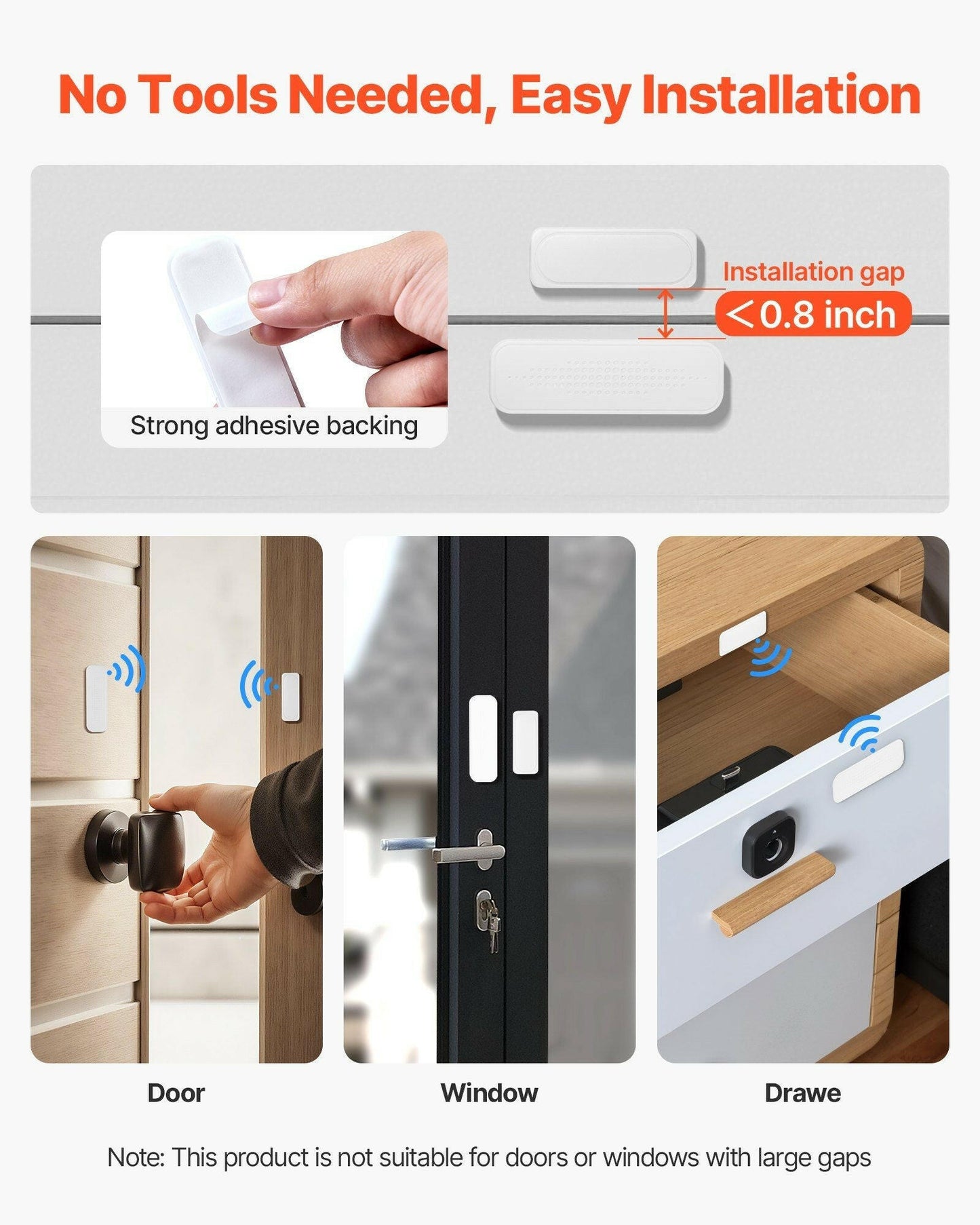 Wireless Door Chime – 58 Chimes 5-Level Volume Contact Sensor 1000ft Range - GoTypical