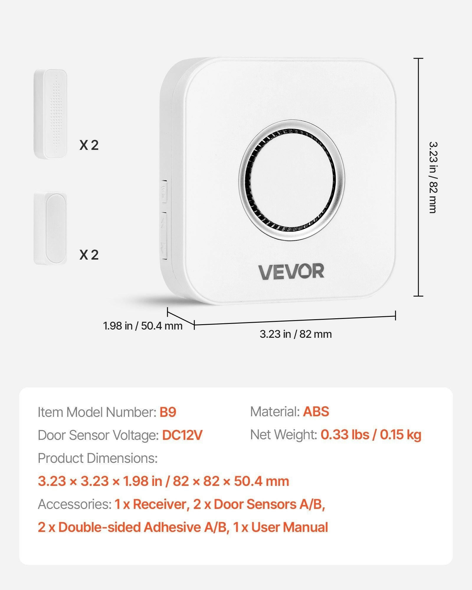 Wireless Door Chime – 58 Chimes 5-Level Volume Contact Sensor 1000ft Range - GoTypical