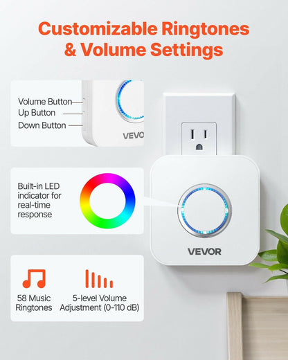 Wireless Door Chime – 58 Chimes 5-Level Volume Contact Sensor 1000ft Range - GoTypical