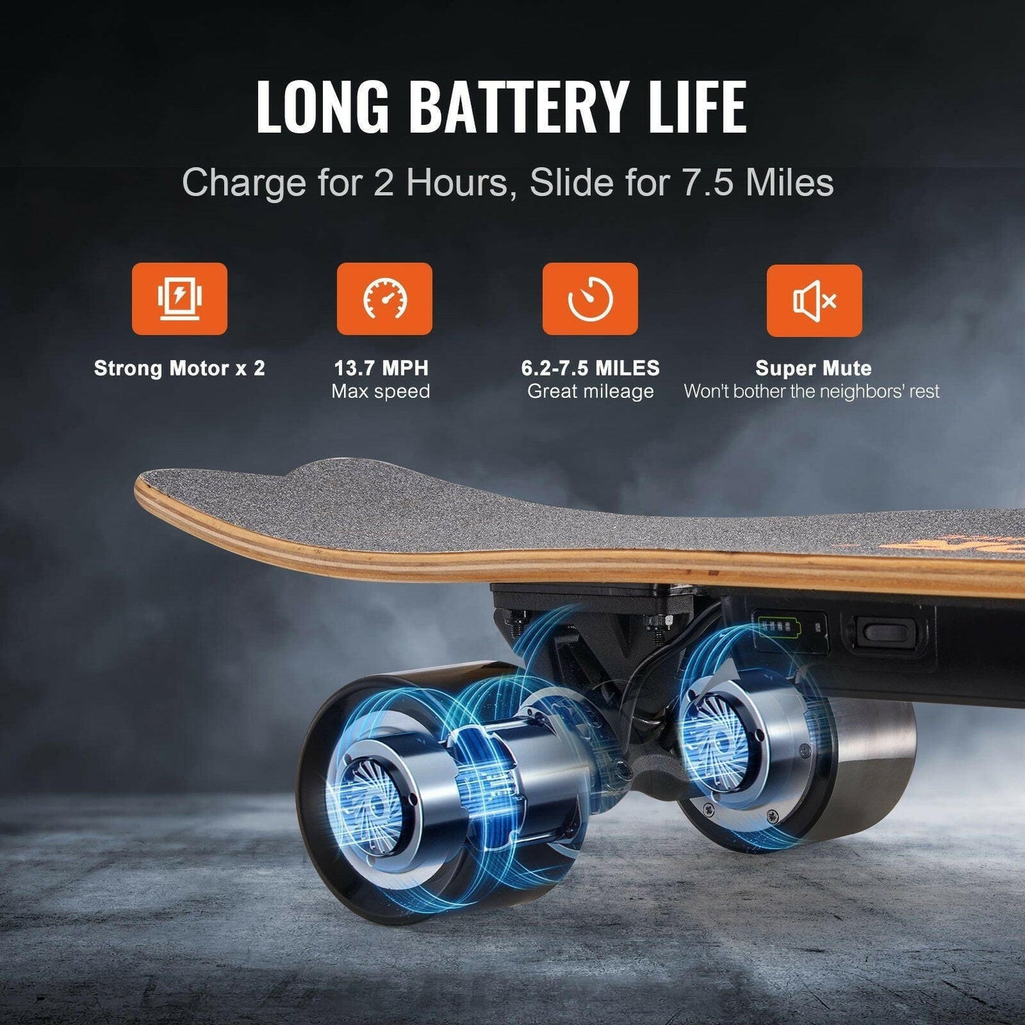 VEVOR Electric Longboard Skateboard – 7.5 Mile Range, Lightweight - GoTypical