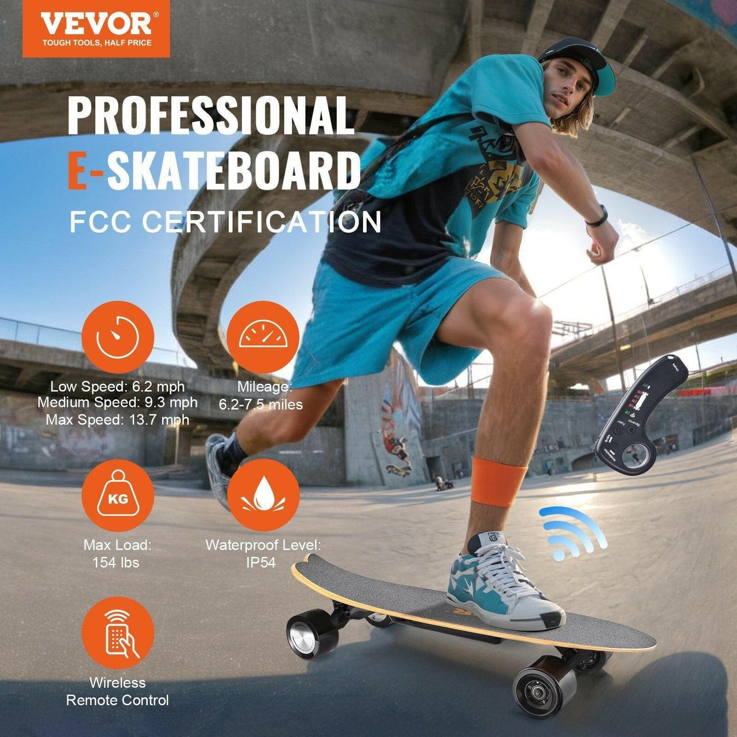 VEVOR Electric Longboard Skateboard – 7.5 Mile Range, Lightweight - GoTypical