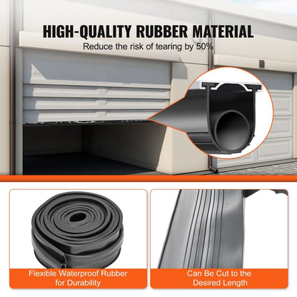 VEVOR Garage Door Seals Bottom Rubber, U Shape +O Ring Combination Garage Door Weather Stripping with Pre - drilled Aluminum Track Retainer Kit, 5/16 inch T - ends and 3 3/4 inch Width (16 Ft, Black) - GoTypical