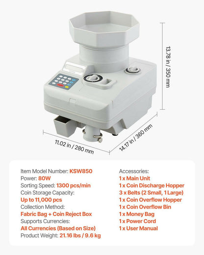 Coin Counter – VEVOR High Speed Automatic Sorter with Anti-Jam Tech - GoTypical