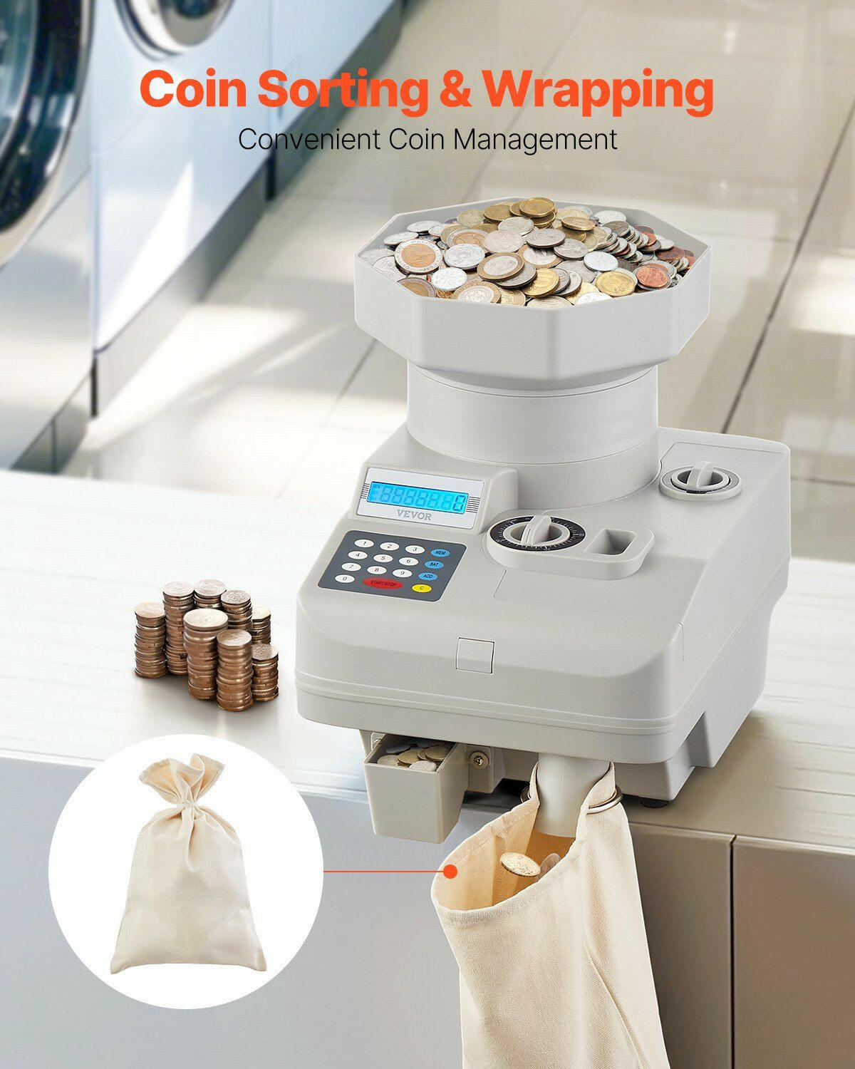 Coin Counter – VEVOR High Speed Automatic Sorter with Anti-Jam Tech - GoTypical