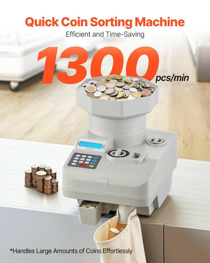 Coin Counter – VEVOR High Speed Automatic Sorter with Anti-Jam Tech - GoTypical