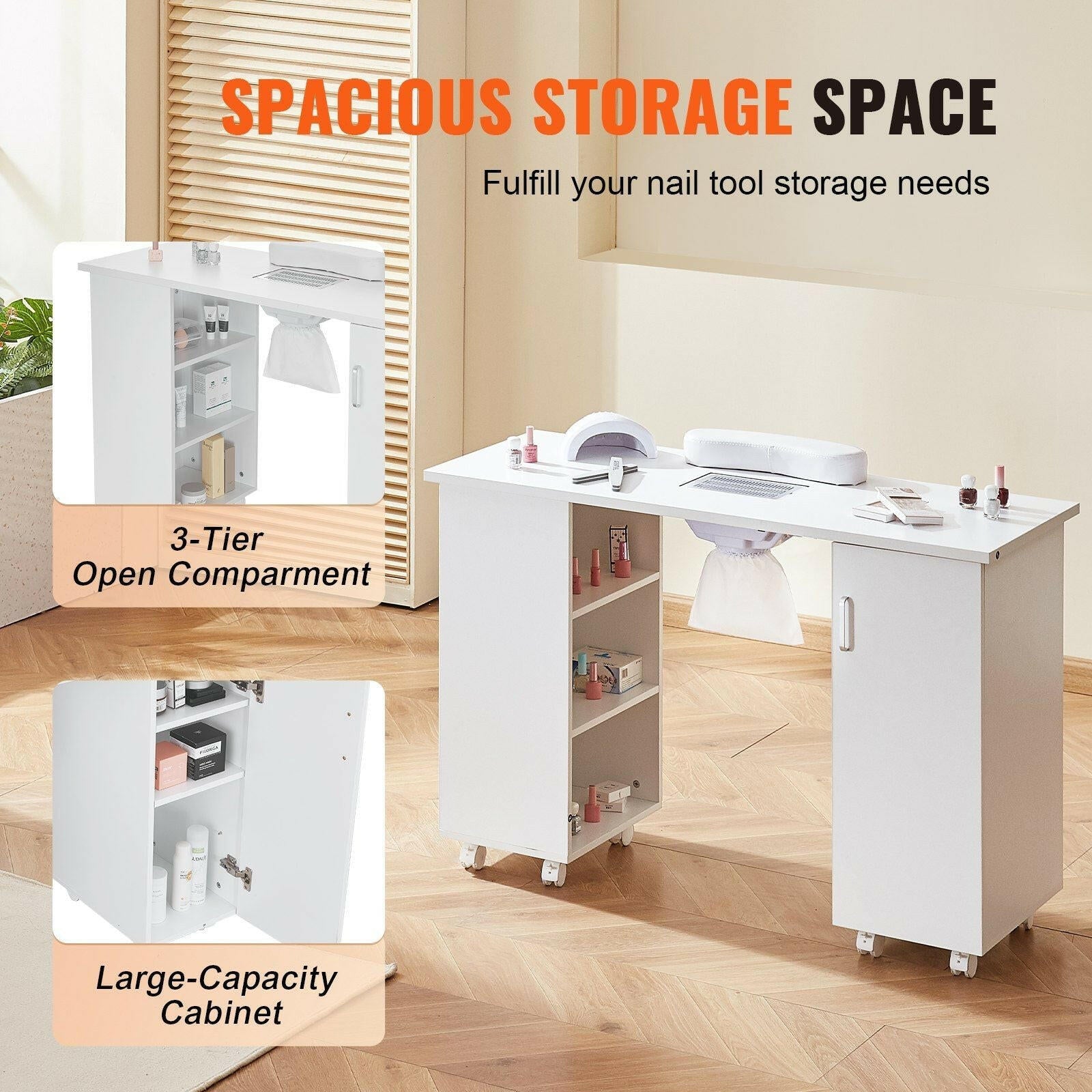 VEVOR Manicure Table with Electric Dust Collector – MDF Nail Tech Desk - GoTypical