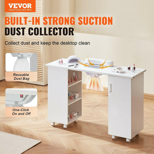 VEVOR Manicure Table with Electric Dust Collector – MDF Nail Tech Desk - GoTypical