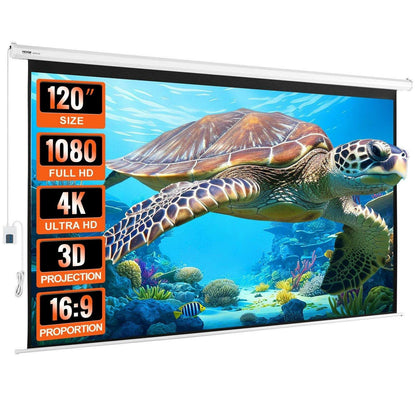 VEVOR Motorized Projector Screen 120-Inch 16:9 Electric Remote Control - GoTypical