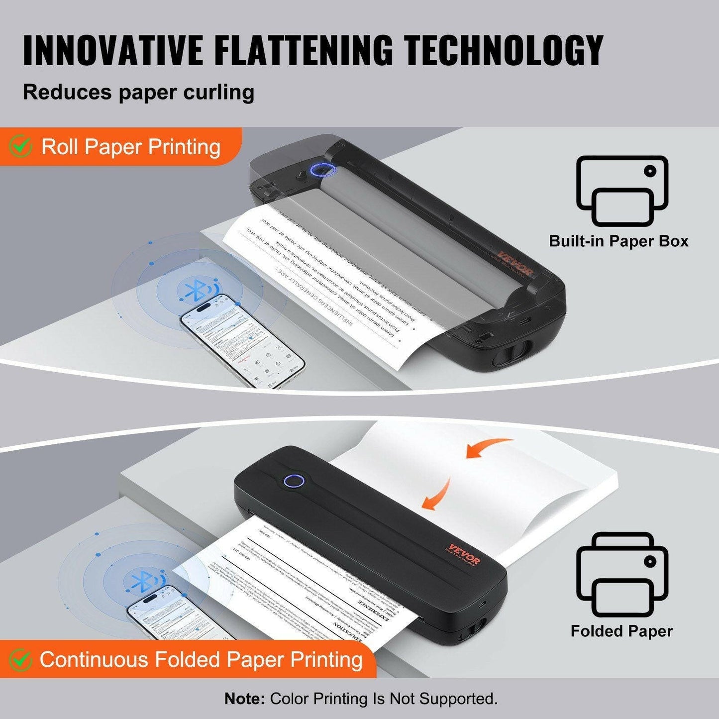 VEVOR Portable Thermal Printer – 2600mAh Battery | Bluetooth Inkless - GoTypical