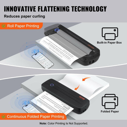 VEVOR Portable Thermal Printer – 2600mAh Battery | Bluetooth Inkless - GoTypical
