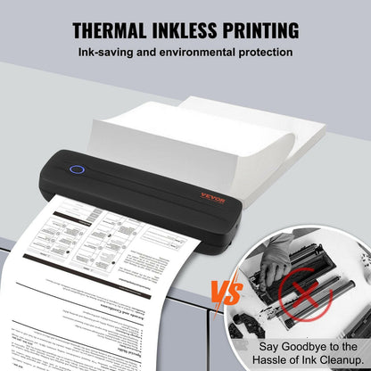VEVOR Portable Thermal Printer – 2600mAh Battery | Bluetooth Inkless - GoTypical