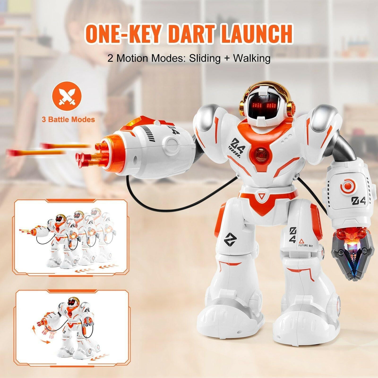 RC Robot Toy – Programmable Battle Robot with Dart Launcher for Kids - GoTypical