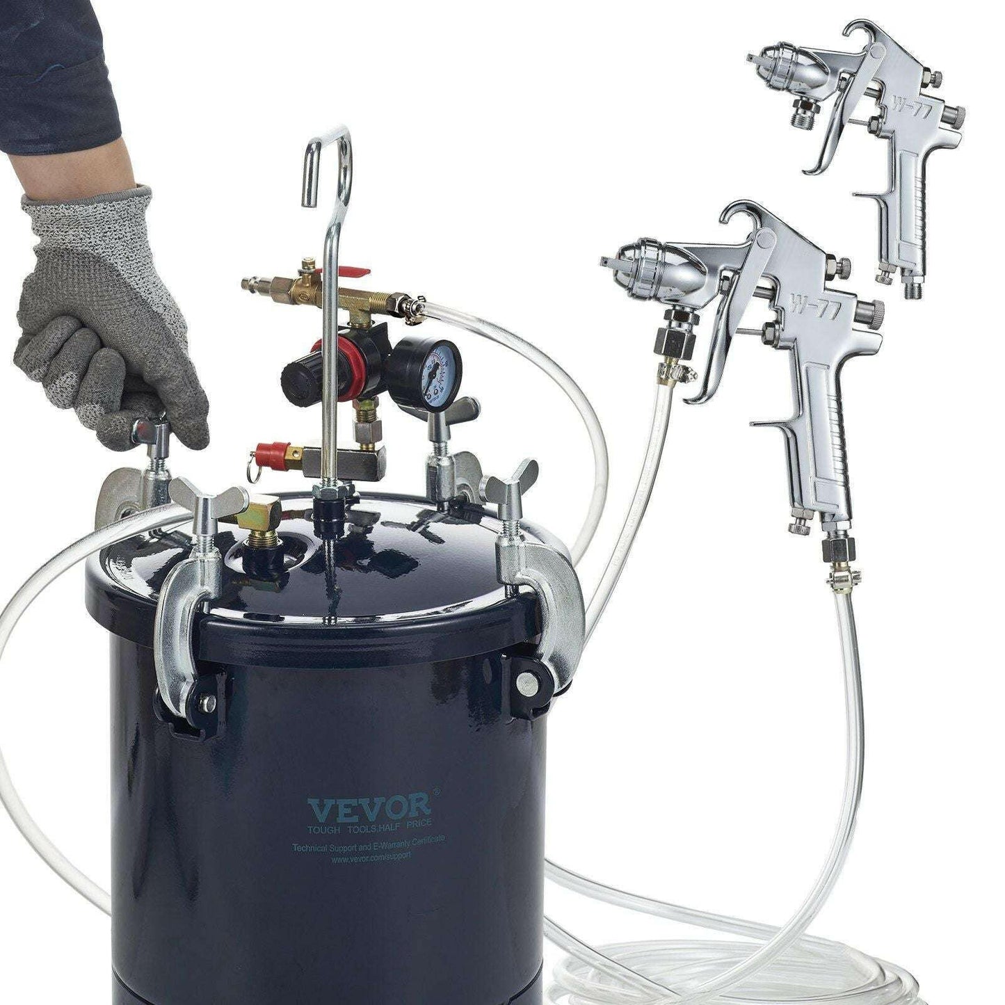 VEVOR 10L Spray Paint Pressure Pot Tank – Adjustable 60PSI with Two Nozzles - GoTypical