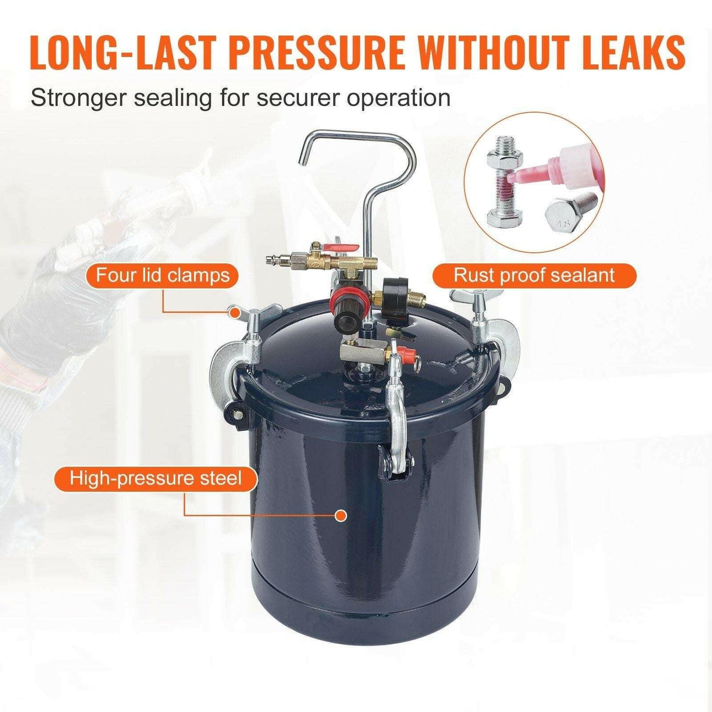 VEVOR 10L Spray Paint Pressure Pot Tank – Adjustable 60PSI with Two Nozzles - GoTypical