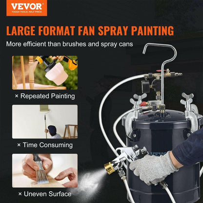 VEVOR 10L Spray Paint Pressure Pot Tank – Adjustable 60PSI with Two Nozzles - GoTypical