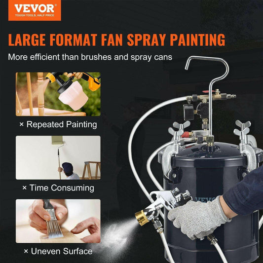 VEVOR 10L Spray Paint Pressure Pot Tank – Adjustable 60PSI with Two Nozzles - GoTypical