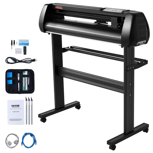 VEVOR Vinyl Cutter Machine, 34in Offline Bluetooth Cutting Plotter Machine, 400in/10m Steel Roller Shaft Adjustable Speed Force, SignMaster Software Tool DIY Craft Kit for Sign Making Windows & Mobile - GoTypical