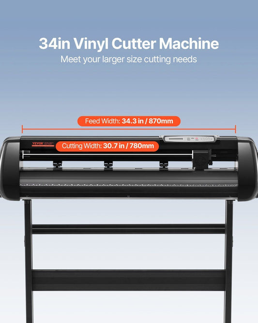 VEVOR Vinyl Cutter Machine, 34in Offline Bluetooth Cutting Plotter Machine, 400in/10m Steel Roller Shaft Adjustable Speed Force, SignMaster Software Tool DIY Craft Kit for Sign Making Windows & Mobile - GoTypical