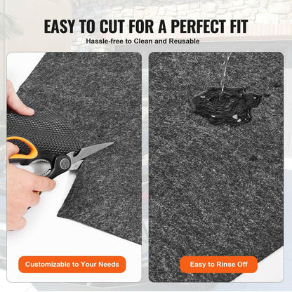 VEVOR Waterproof Garage Floor Mat for Under Car, Non - slip 6.6'x8.5' Compact Size Heavy Duty Containment Mat, Protects Garage Floor from Water, Mud and Oil, For Garages,Greenhouses,Entrance - GoTypical