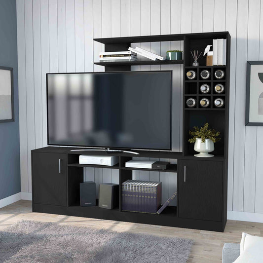 Vibrant Entertainment Center For TV´s up 78", Double Doors Cabinet, Storage Spaces, Six External Shelves - GoTypical