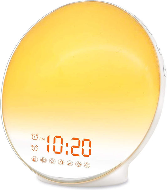 Wake Up Light Sunrise Alarm Clock for Kids; Heavy Sleepers; Bedroom; with Sunrise Simulation; Sleep Aid; Dual Alarms; FM Radio; Snooze; Nightlight - GoTypical