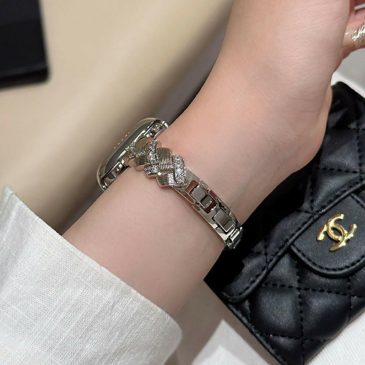 . Diamond-Encrusted Metal Wheat Spike Watch Band – Rose Gold - GoTypical