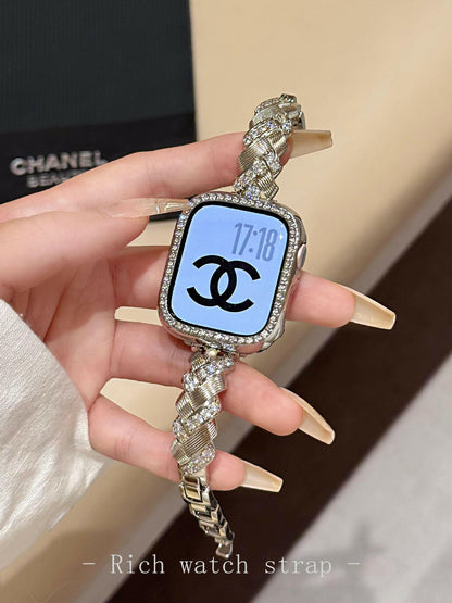 . Diamond-Encrusted Metal Wheat Spike Watch Band – Rose Gold - GoTypical