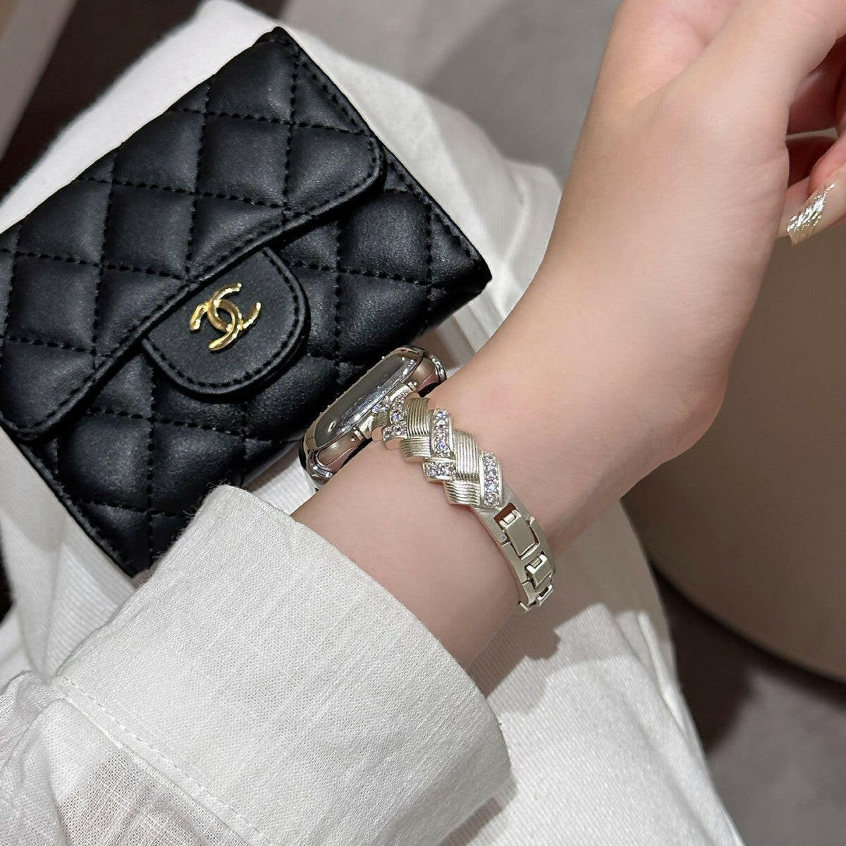 . Diamond-Encrusted Metal Wheat Spike Watch Band – Rose Gold - GoTypical