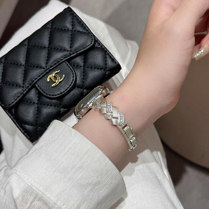 . Diamond-Encrusted Metal Wheat Spike Watch Band – Rose Gold - GoTypical