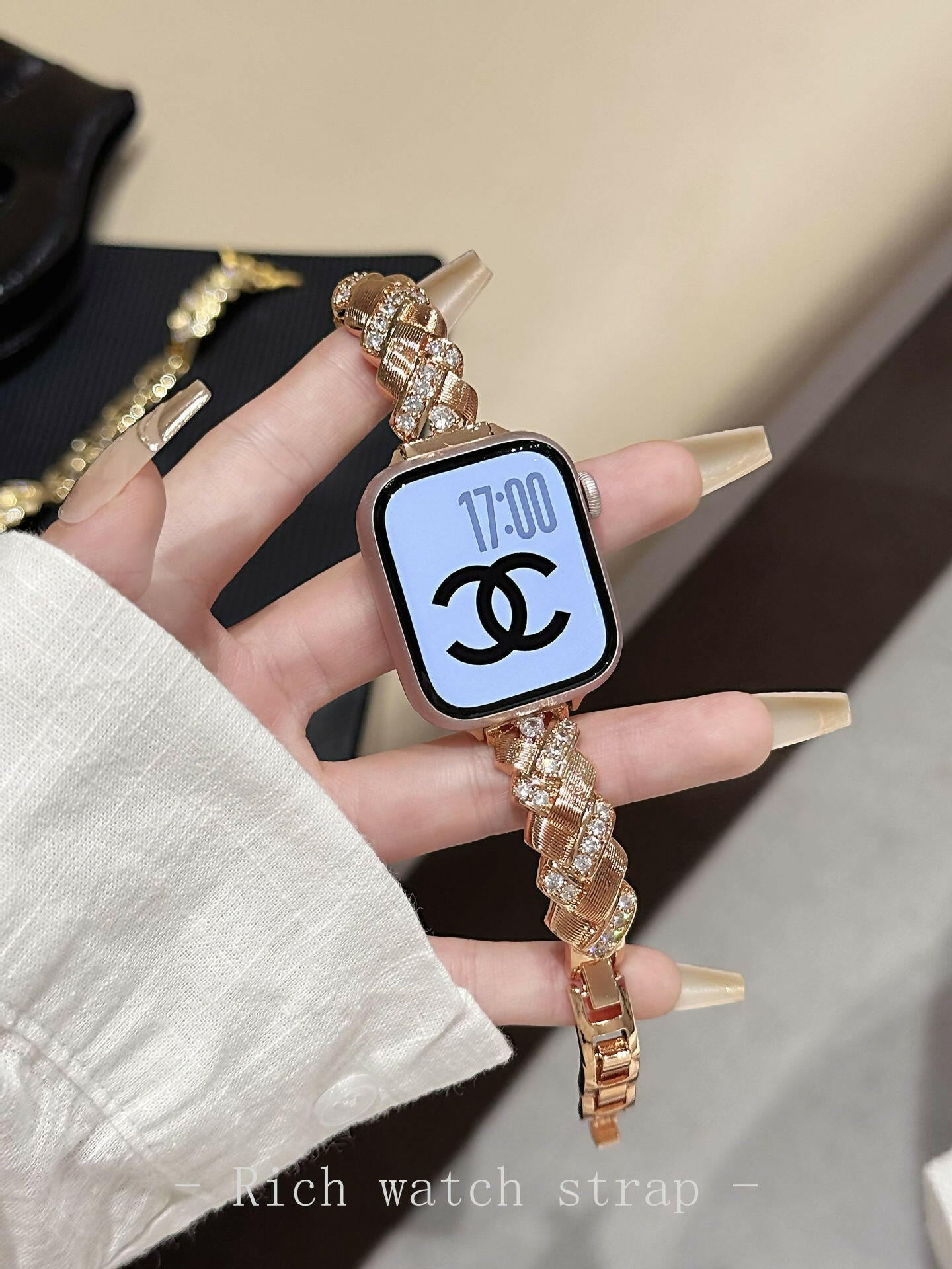 . Diamond-Encrusted Metal Wheat Spike Watch Band – Rose Gold - GoTypical