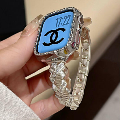 . Diamond-Encrusted Metal Wheat Spike Watch Band – Rose Gold - GoTypical