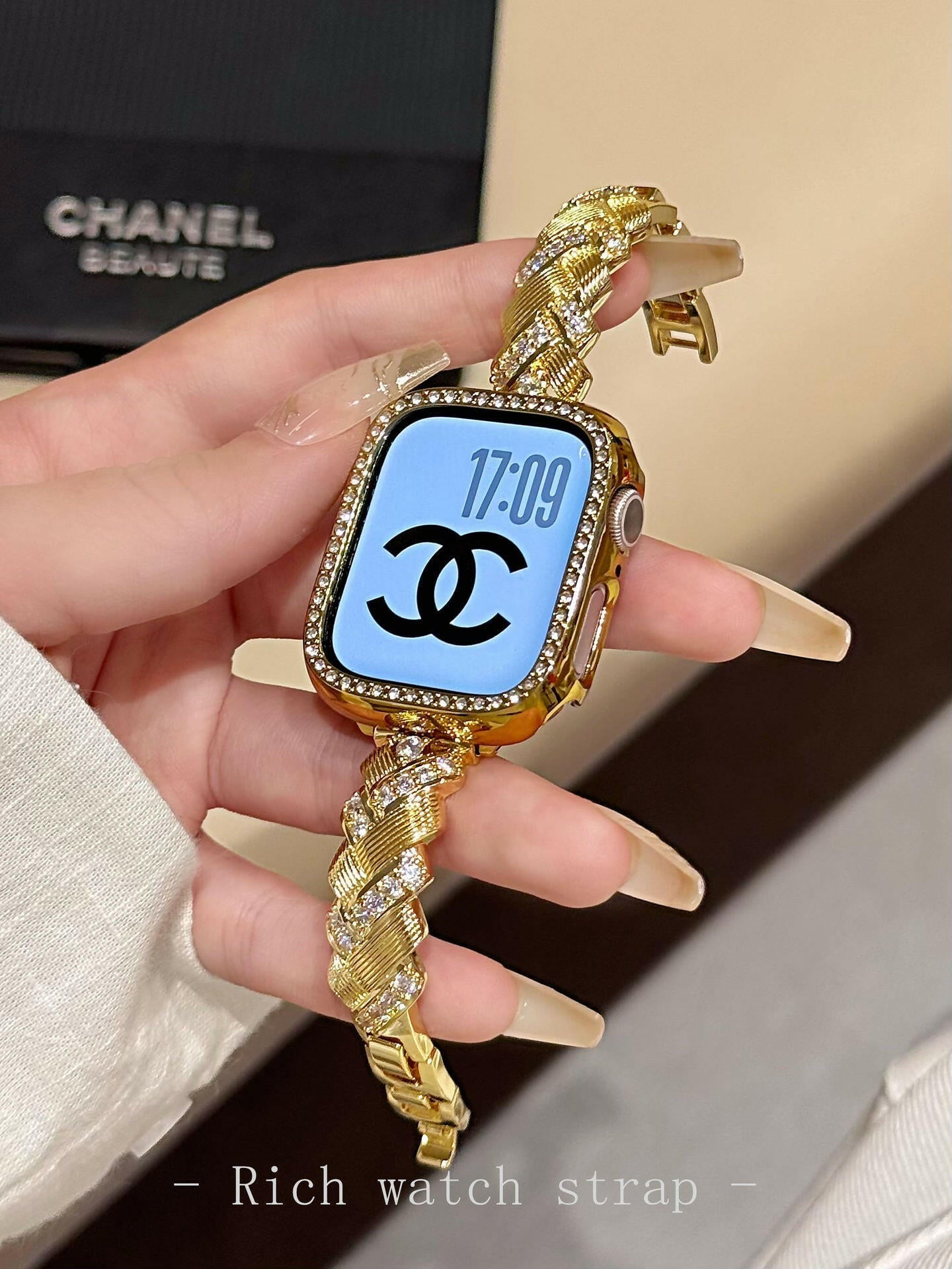 . Diamond-Encrusted Metal Wheat Spike Watch Band – Rose Gold - GoTypical