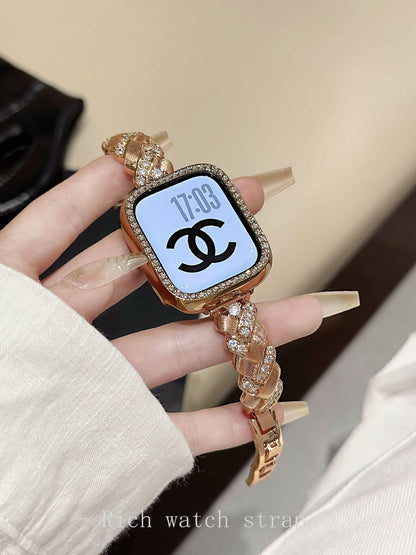 . Diamond-Encrusted Metal Wheat Spike Watch Band – Rose Gold - GoTypical