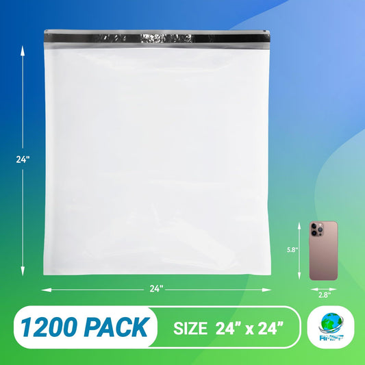 White Poly Mailers 24 x 24 Inches. 1200 Pack Poly Shipping Bags for Clothing with Self - Seal Tape. Stretchy Waterproof Mailers Poly Bags for Shipping. Shipping Envelopes for Clothing - GoTypical