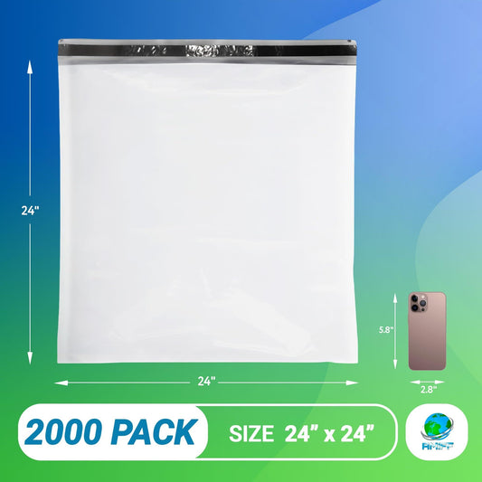 White Poly Mailers 24 x 24 Inches. 2000 Pack Poly Shipping Bags for Clothing with Self - Seal Tape. Stretchy Waterproof Mailers Poly Bags for Shipping. Shipping Envelopes for Clothing - GoTypical