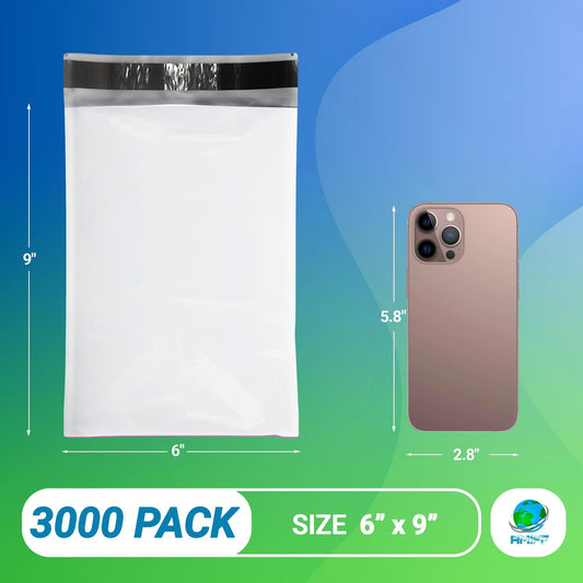 White Poly Mailers 6 x 9 Inches. 3000 Pack Poly Shipping Bags for Clothing with Self - Seal Tape. Stretchy Waterproof Mailers Poly Bags for Shipping. Shipping Envelopes for Clothing - GoTypical
