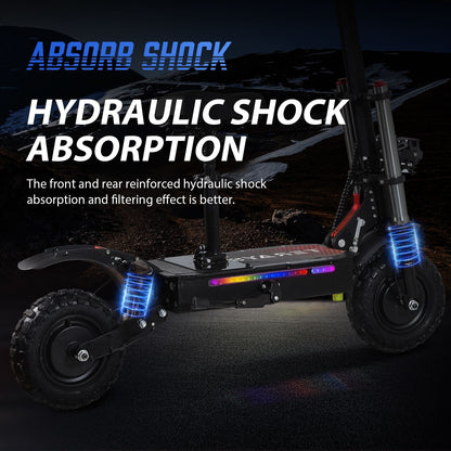 WHOSU 3000W Hyper Electric Scooter for Adults - 50 MPH Top Speed, 62 Mile Range, 11" Off - Road Tires, 4 - Way Brake System, High - Performance E - Scooter w/ Dual Suspension - GoTypical