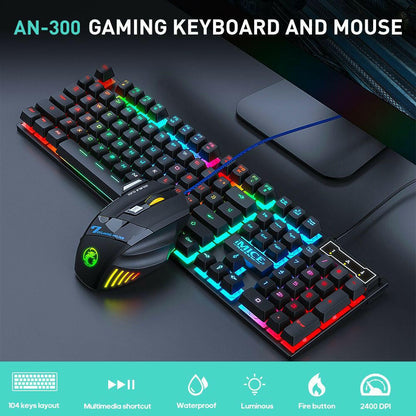 . Wired Gaming Keyboard & Mouse Set – Floating Keycap, RGB Backlit - GoTypical