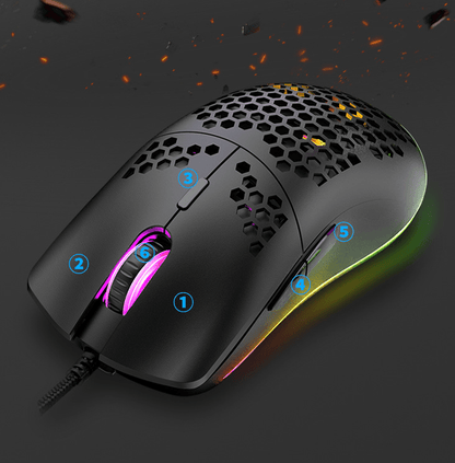 . Wired RGB Gaming Mouse – 6-Key Macro Programmable Lightweight - GoTypical