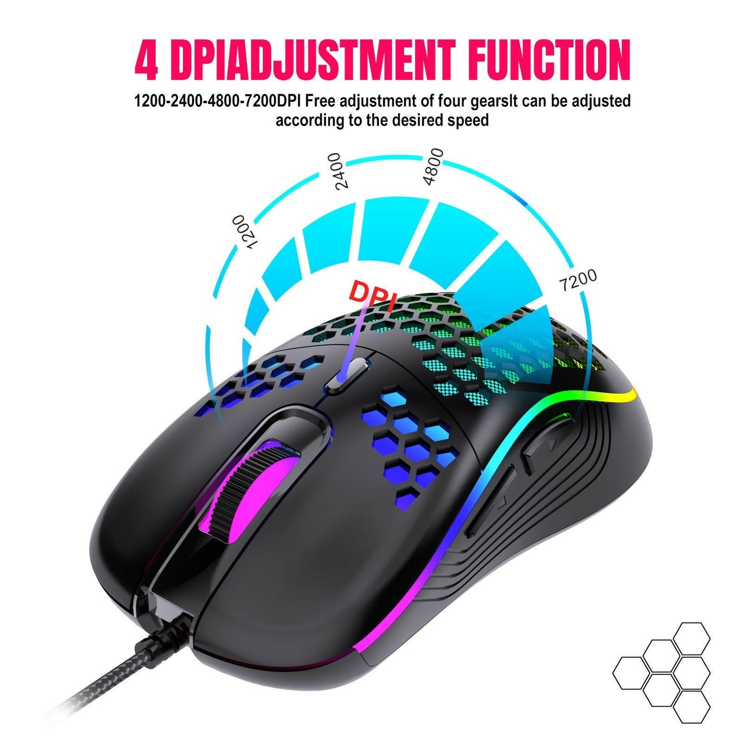 . Wired Gaming Mouse – Hollow Holes Design with Glowing Light - GoTypical