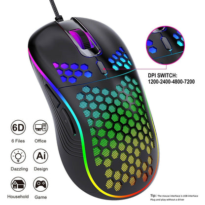 . Wired Gaming Mouse – Hollow Holes Design with Glowing Light - GoTypical