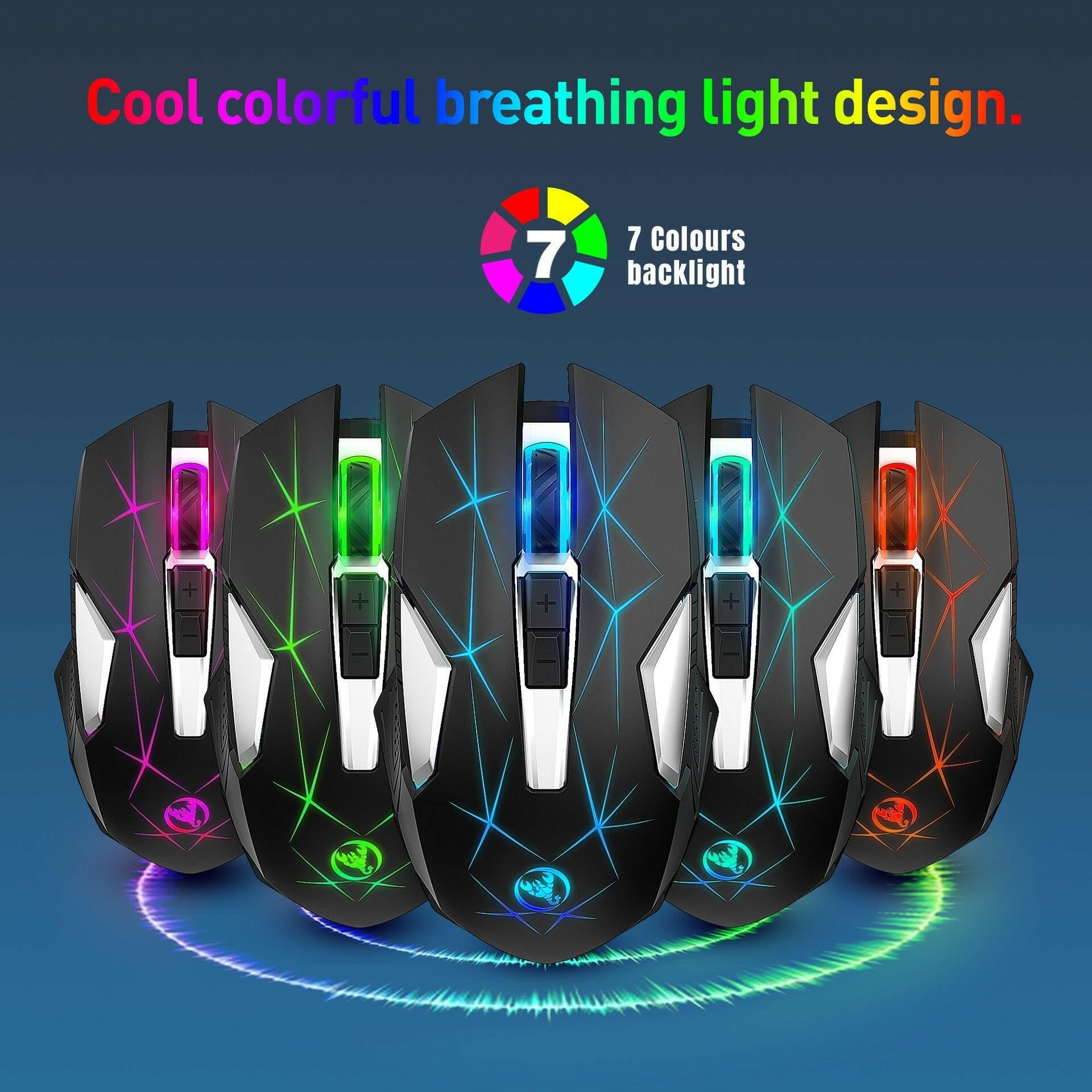 . Wireless 2.4G Mouse – Rechargeable Colorful Backlight, 7 Keys - GoTypical