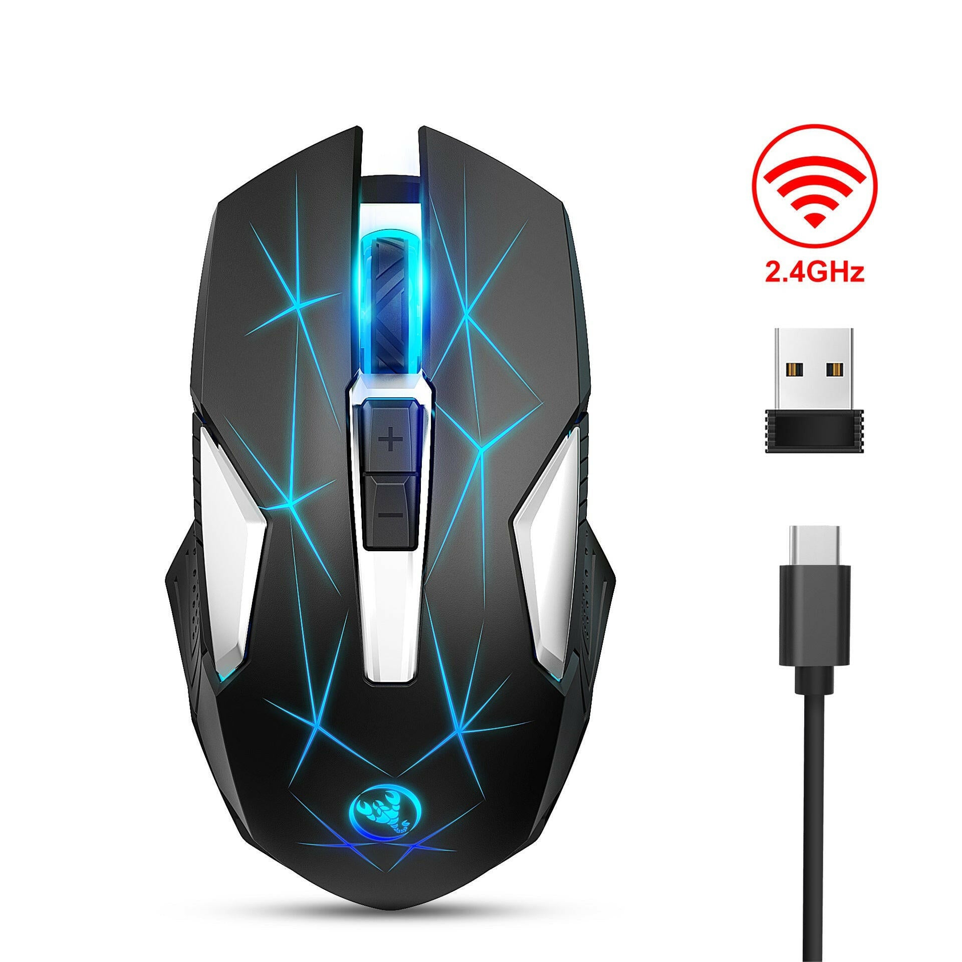 . Wireless 2.4G Mouse – Rechargeable Colorful Backlight, 7 Keys - GoTypical