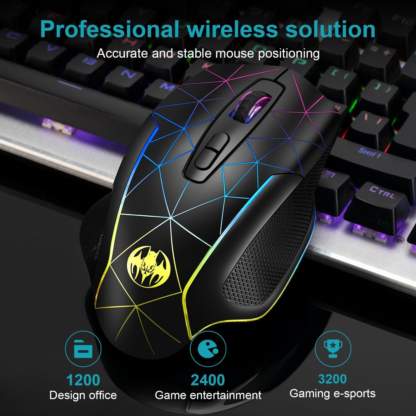 Wireless charging illuminated gaming mouse with anti sleep function automatic cursor movement to prevent computer screen lock - GoTypical