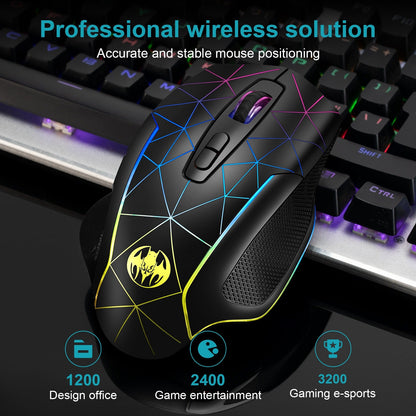 Wireless charging illuminated gaming mouse with anti sleep function automatic cursor movement to prevent computer screen lock - GoTypical