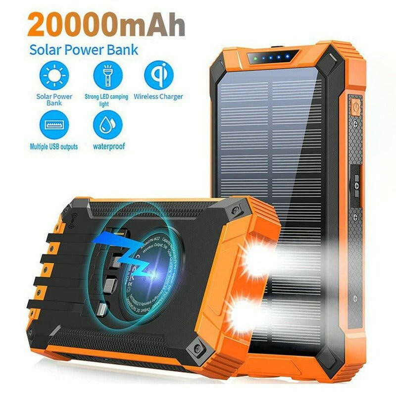 . Solar Power Bank 20000mAh – Wireless Outdoor Charger - GoTypical