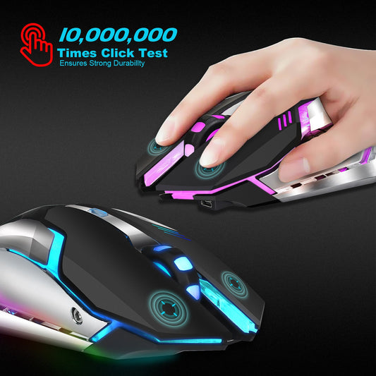 Wireless gaming mouse rechargeable 2.4G mouse with built - in 600mAh RGB illuminated business office mute mouse - GoTypical