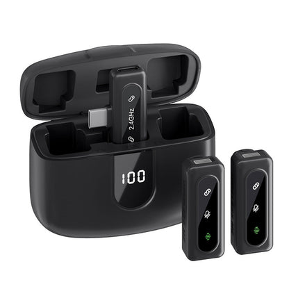 Wireless lavalier microphone J50 intelligent noise reduction digital display charging compartment digital display mini microphone - GoTypical