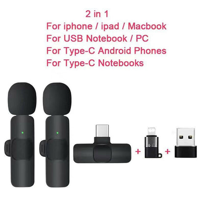 Wireless Lavalier Microphone K1K9J13 – One-to-Two System Live Broadcasting - GoTypical