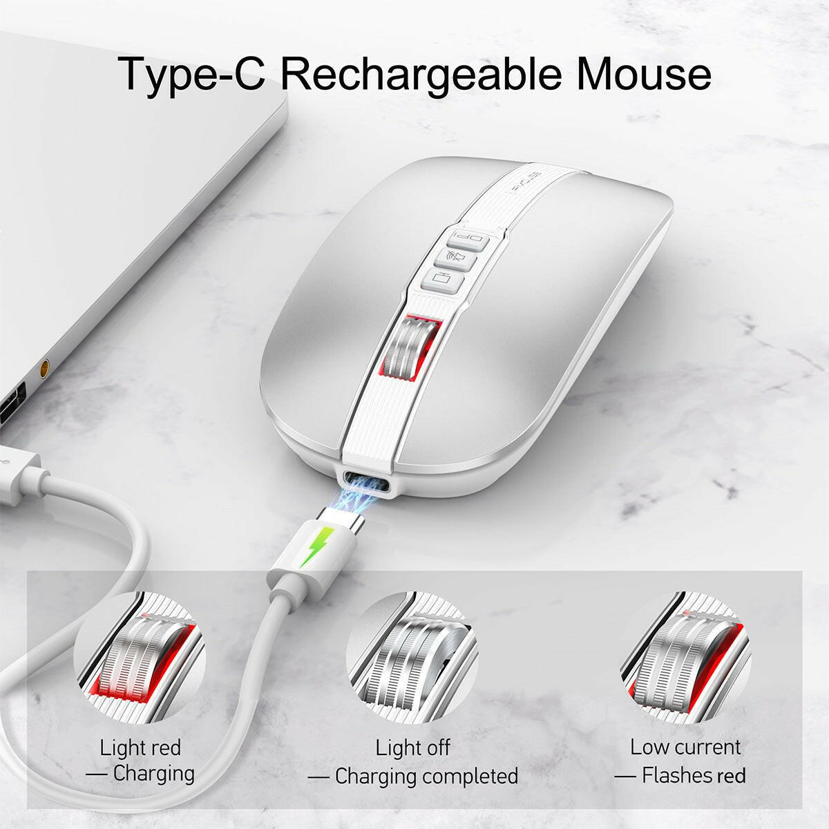 . Wireless Bluetooth Mouse – Dual Mode 2.4G/BT5.1, Silent 2400DPI - GoTypical